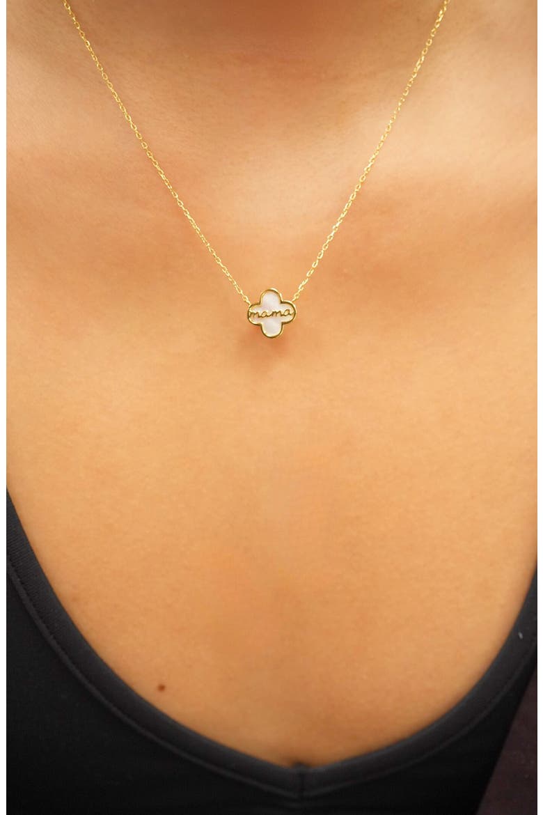 Mother of Pearl Clover Mama Pendant Necklace, Alternate, color, GOLD