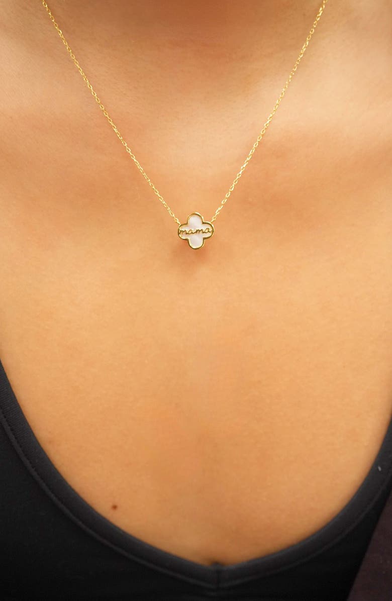 Argento Vivo Sterling Silver Mother of Pearl Clover Mama Pendant Necklace, Alternate, color, Gold