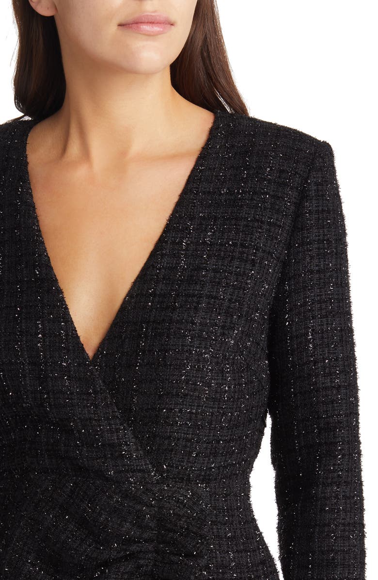 AREA STARS Sparkle Jacquard Surplice Long Sleeve Dress, Alternate, color, 