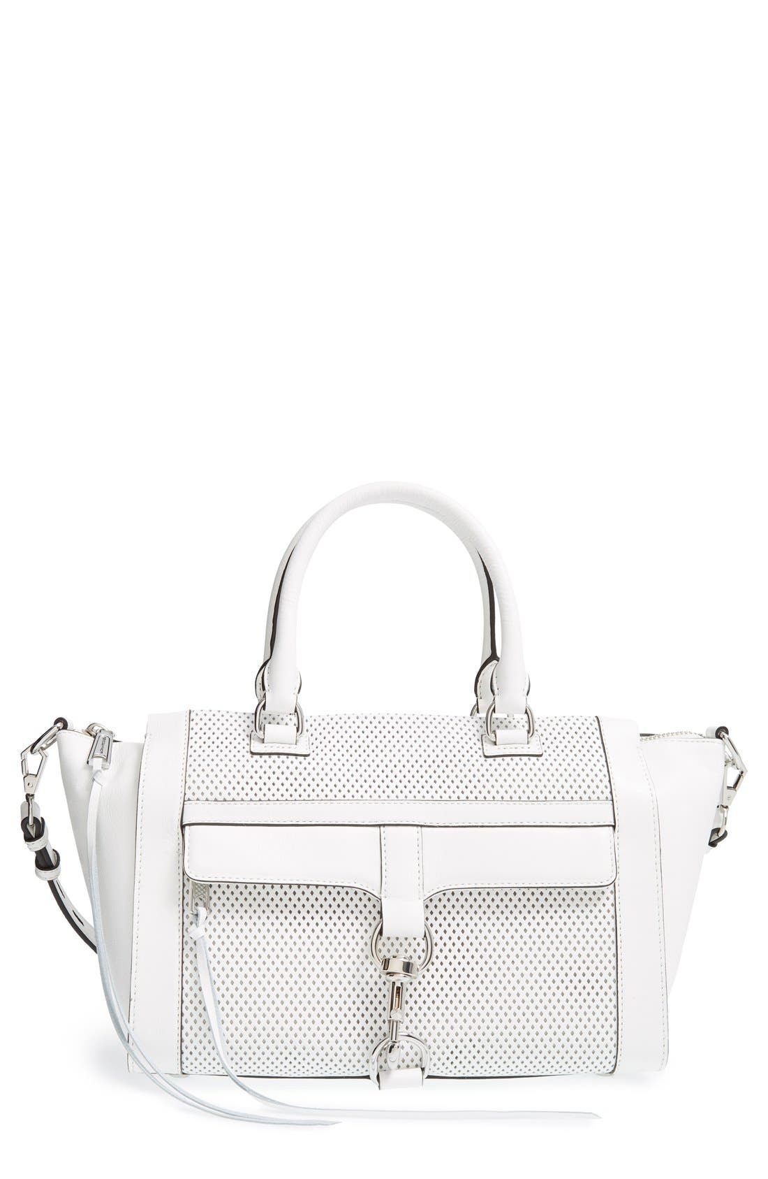 'Bowery' Satchel, Main, color, WHITE/ SILVER