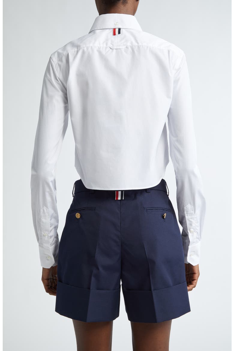 Crop Cotton Button-Up Shirt, Alternate, color, WHITE