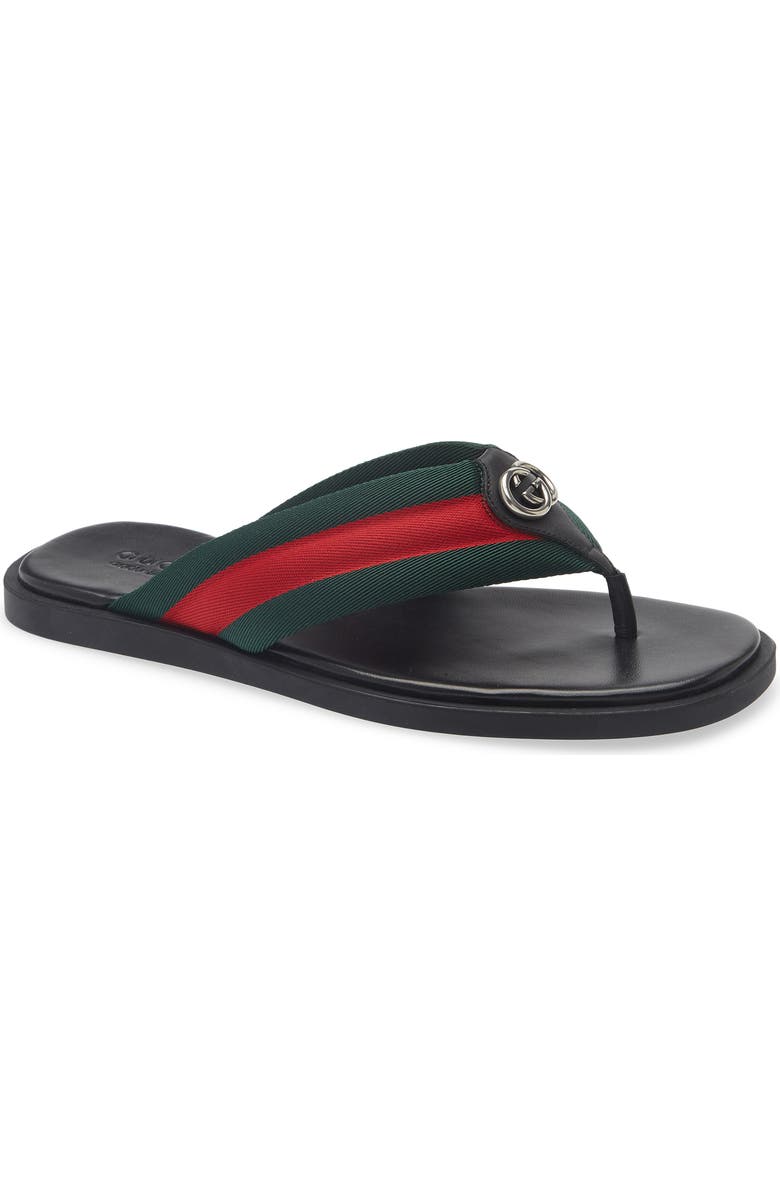 Gucci Maverik Flip Flop, Main, color, Green/ Red Mix Color