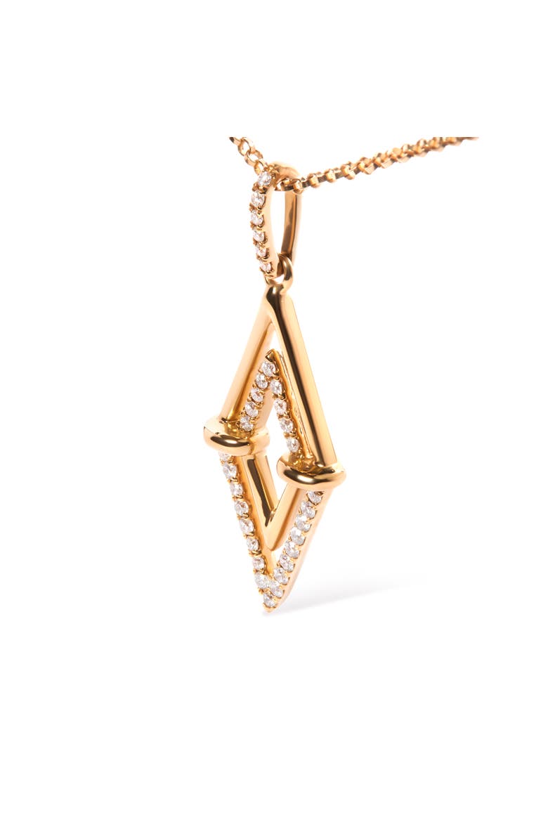 14K Yellow Gold 1/4 Cttw Diamond Double Triangle Geometric Pendant Necklace, Alternate, color, Yellow