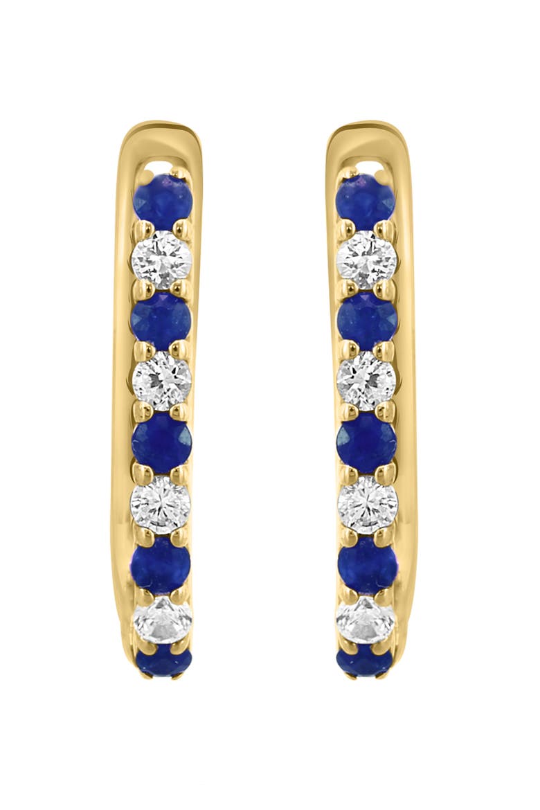 14k Gold Plated Sapphire Hoop Earrings, Alternate, color, BLUE