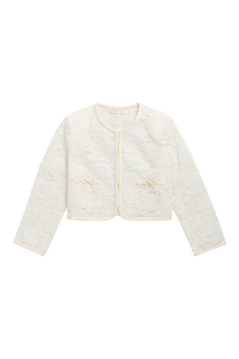 Kids' Mini Junetta Lace Crop Jacket, Main, color, IVORY