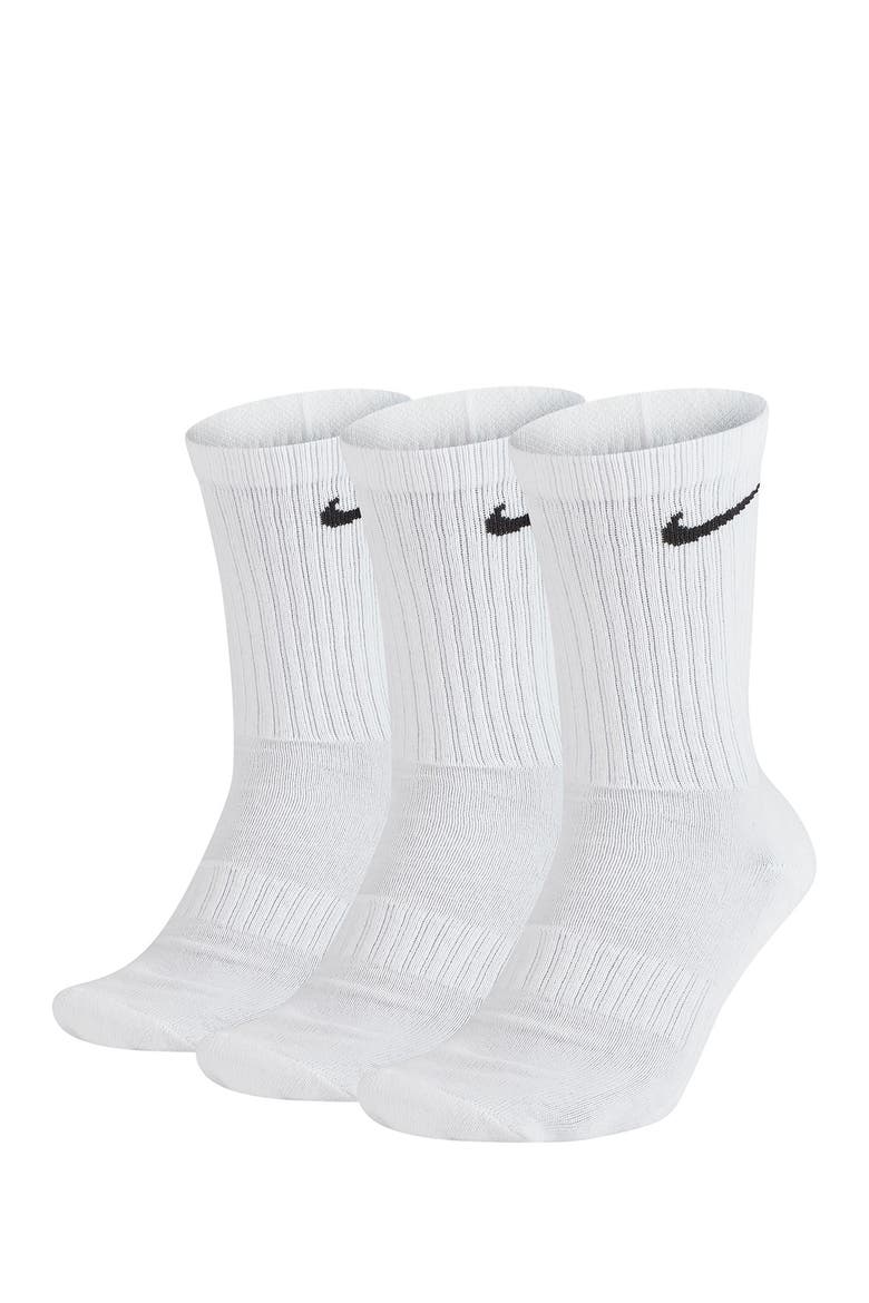 Everyday Cushioned Training Crew Socks - Pack of 3, Main, color, 100 WHITE/BLACK
