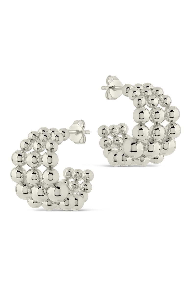 Bubble Sphere Trio Hoop Earrings, Alternate, color, SILVER