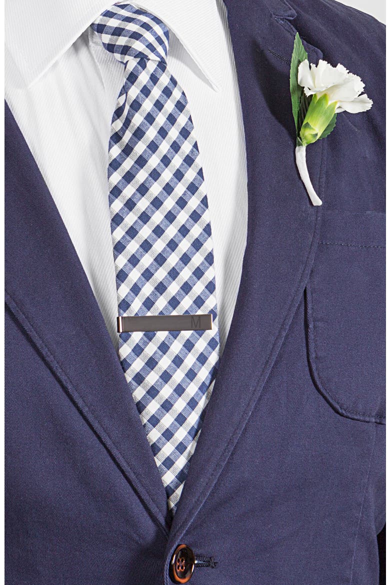 Monogram Cuff Links & Tie Bar Set, Alternate, color, GREY