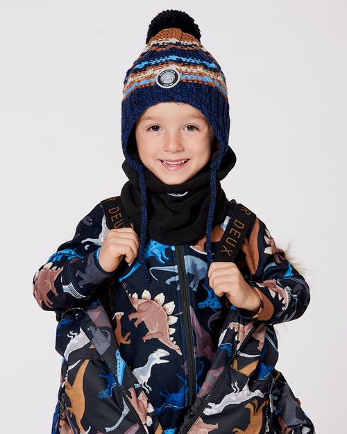Deux Par Deux Lined Peruvian Knit Winter Hat With Pompom In Black