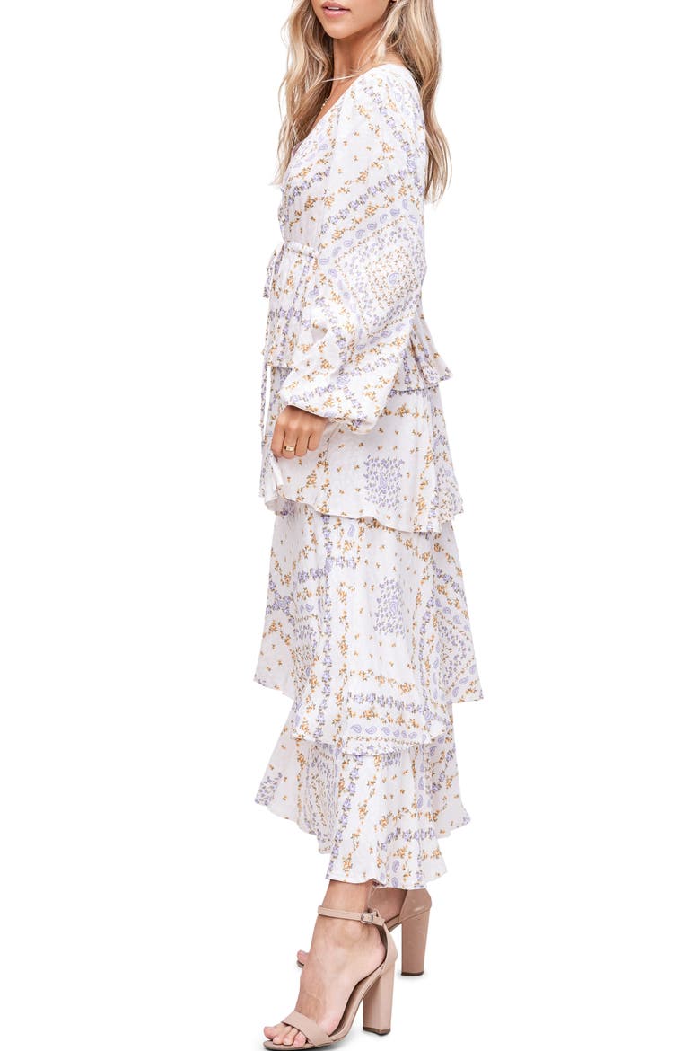 Paisley Long Sleeve Midi Dress, Alternate, color, OFF WHITE