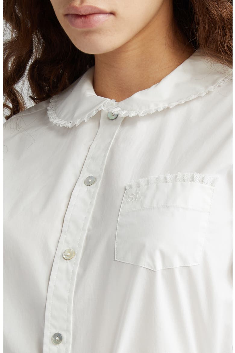 Wembley Lace Trim Cotton Poplin Button-Up Shirt, Alternate, color, WHITE