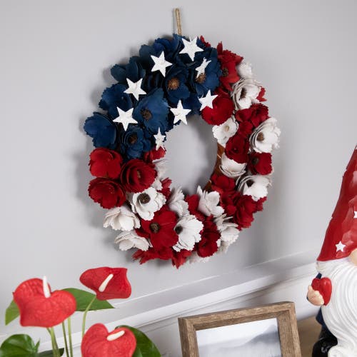 NORTHLIGHT NORTHLIGHT WOODEN ROSES FLORAL FLAG PATRIOTIC WREATH