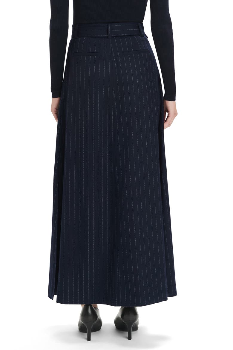 The Gabby Belted Pinstripe Maxi Skirt, Alternate, color, NAVY PINSTRIPE