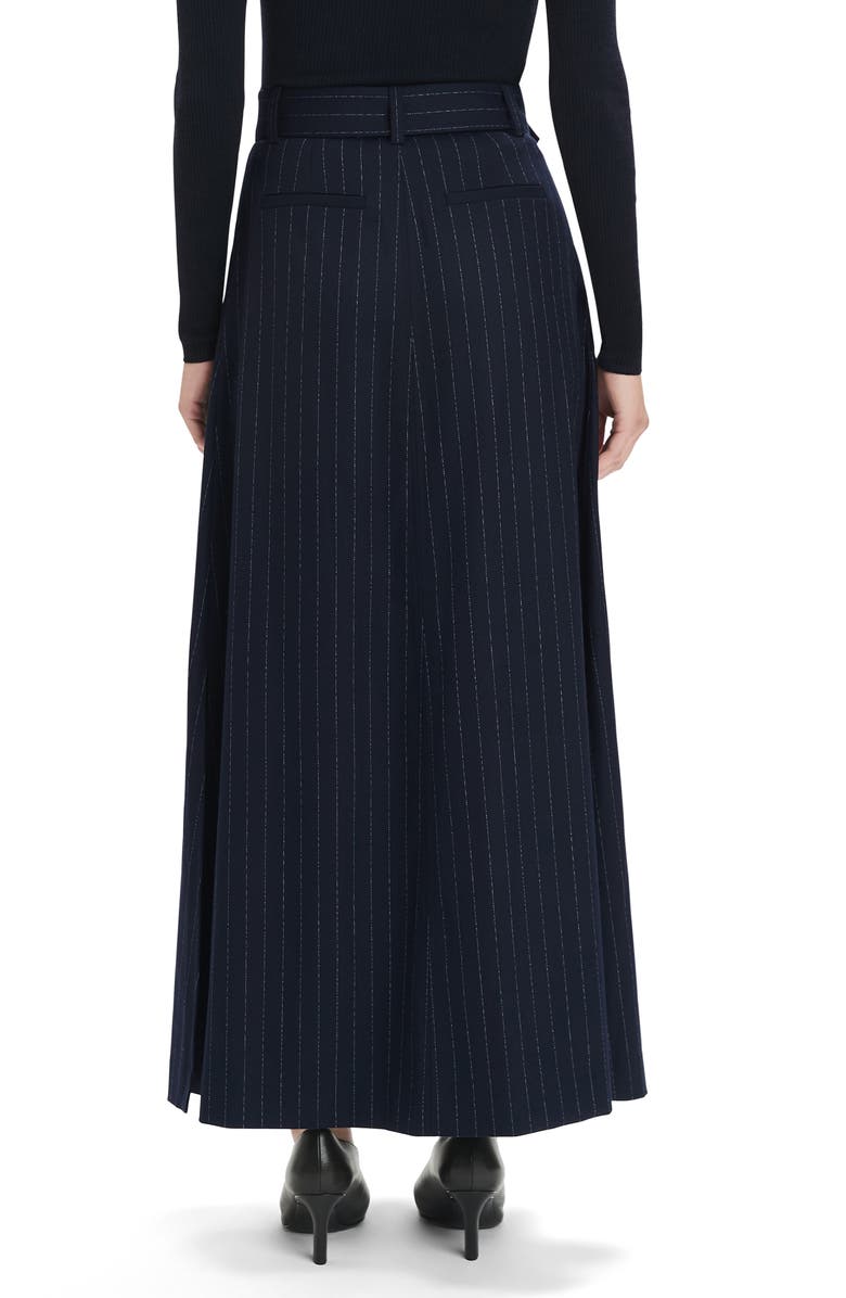 Favorite Daughter The Gabby Belted Pinstripe Maxi Skirt, Alternate, color, Navy Pinstripe