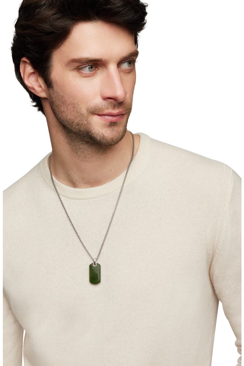 Jade Tag Pendant Necklace in Sterling Silver and Nephrite Jade, Alternate, color, JADE