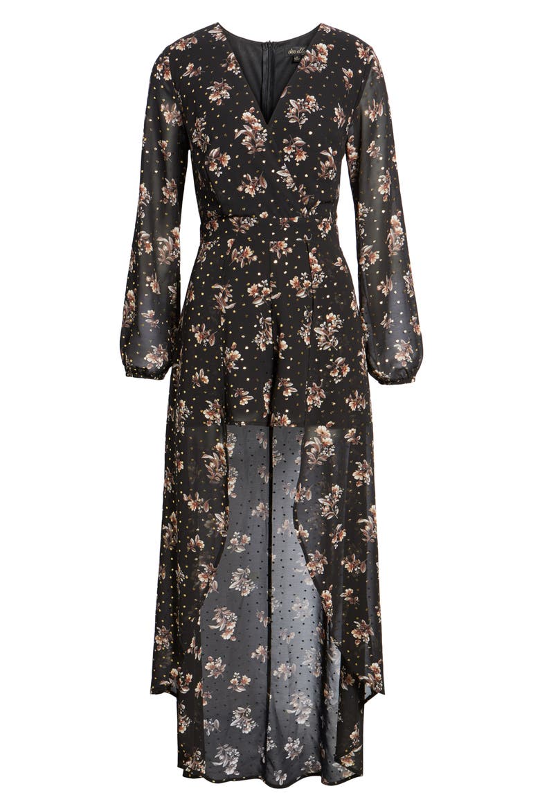 Floral Print Maxi Romper, Alternate, color, BLACK FLORAL FOIL