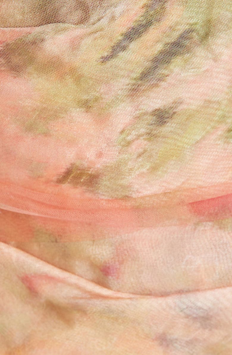 Marchesa Floral One-Shoulder Silk Evening Dress, Alternate, color,