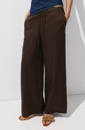 MANGO Pull-On Wide Leg Linen Pants