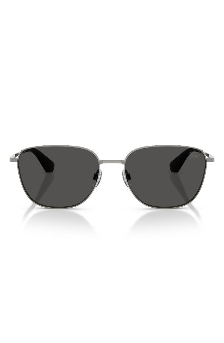 Burberry 57mm Square Sunglasses, Main, color, Gunmetal / Dark Grey