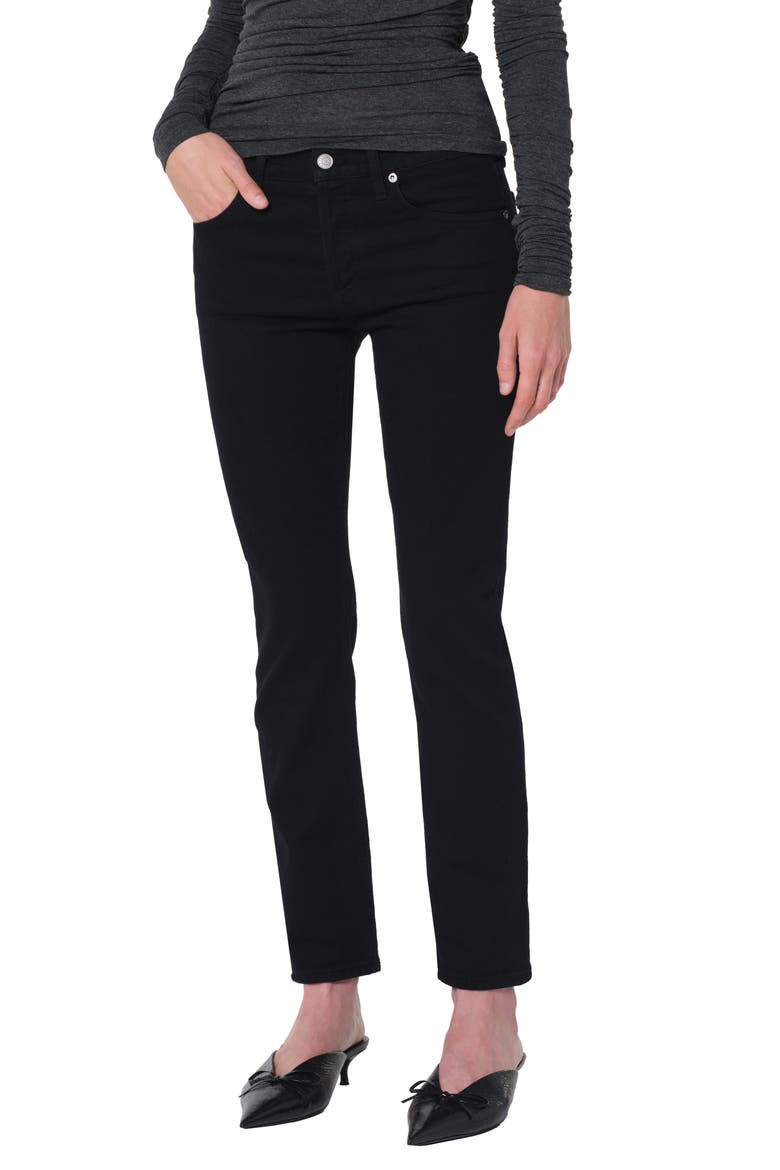 Cocktail Mid Rise Ankle Slim Straight Leg Jeans, Main, color, IMMERSION BLACK