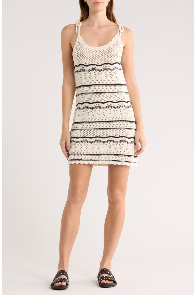 Stripe Open Knit Minidress, Main, color, IVORY MULTI