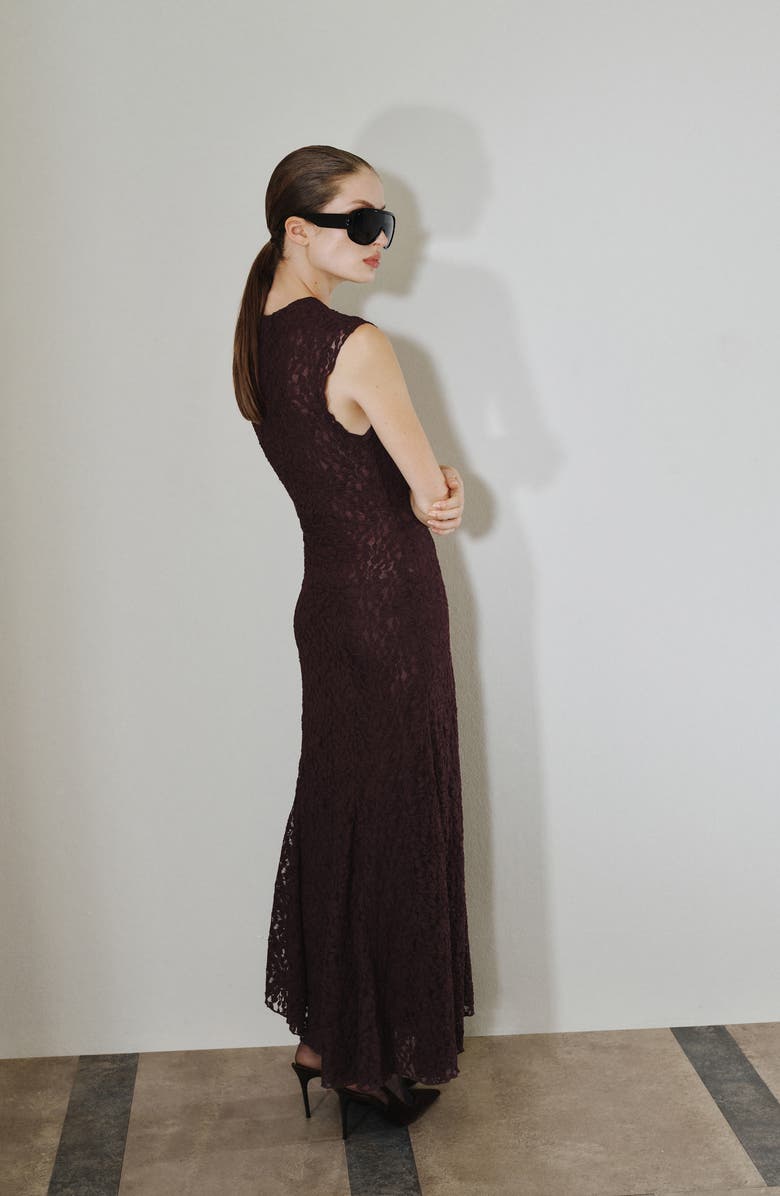 MANGO Asymmetric Lace Maxi Dress, Alternate, color, 
