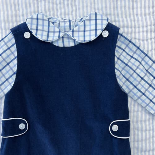 Little English Kids' Corduroy Button Tab John John In Blue