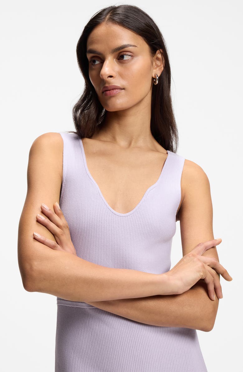 BOSS Floe Mixed Media Pleat Midi Dress, Alternate, color, Lavendar Tide