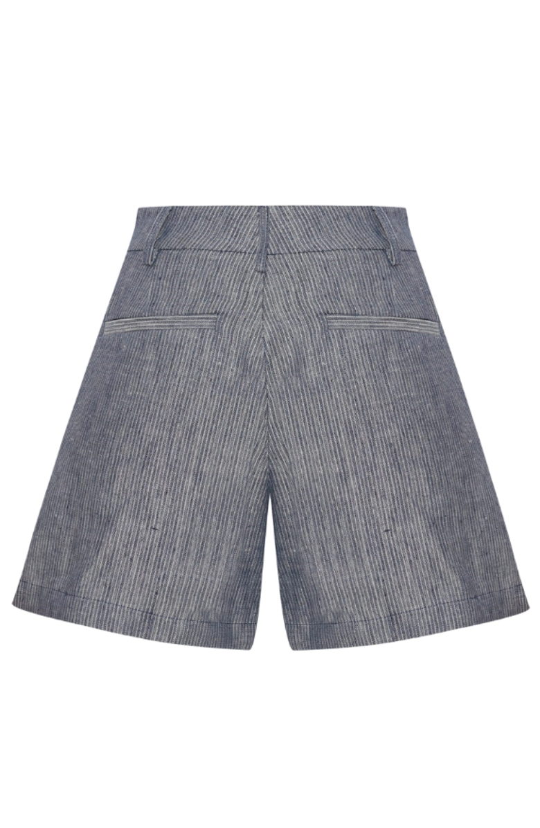 Labeca London Storm Linen-Blend Striped Shorts, Alternate, color, Blue