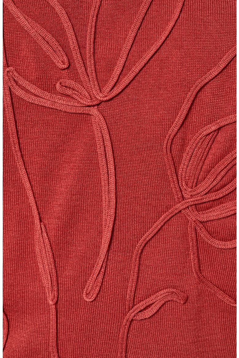 Embroidered Short Sleeve Cotton Sweater, Alternate, color, SUNBAKED