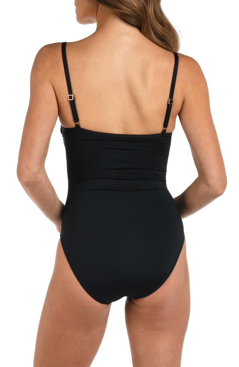 La Blanca Twist Front One-Piece Swimsuit, Alternate, color, Black