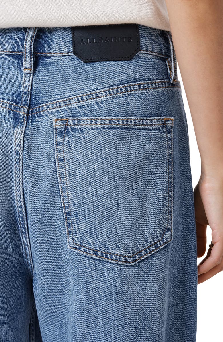 AllSaints Fox Asymmetric Raw Hem Wide Leg Jeans, Alternate, color,