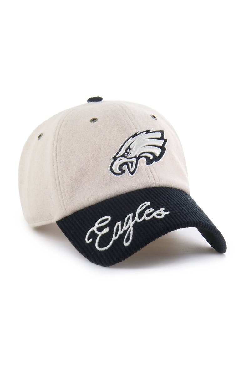 Women's '47 Natural/Black Philadelphia Eagles Rope Script Clean Up Adjustable Hat, Main, color, Natural