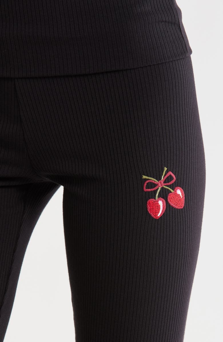 Florence by Mills Cherry High Waist Foldover Rib Pants, Alternate, color, Black