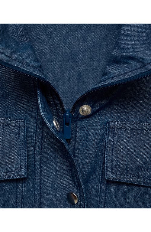 Mango Flap Pocket Denim Jacket In Medium Blue