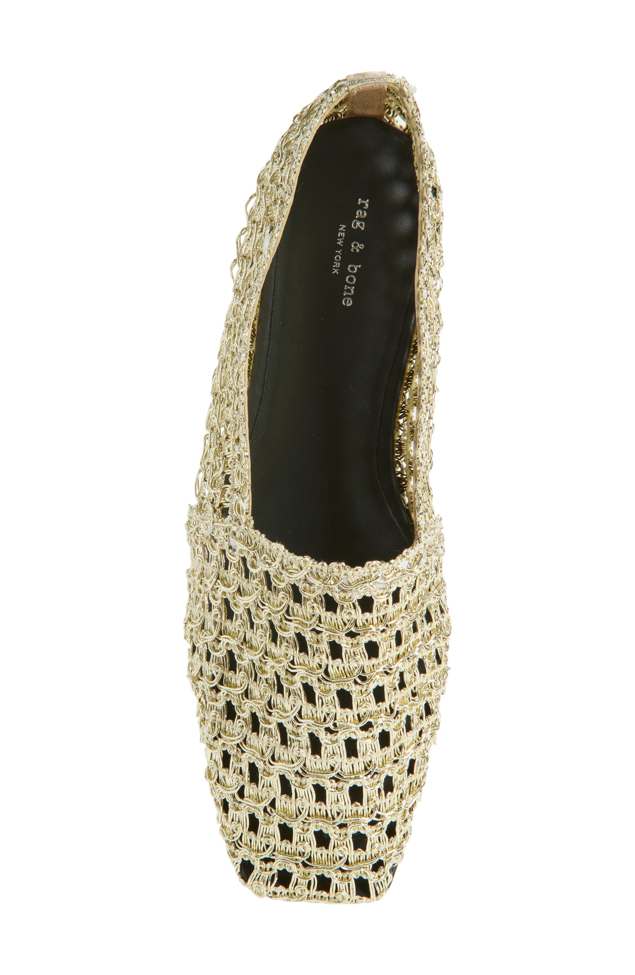 rag & bone Emma Woven Flat, Alternate, color, Gold Mesh