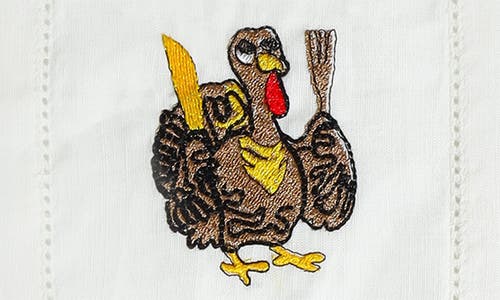 Tiramisu Set Of 4 Thanksgiving Turkey Cocktail Napkins In White