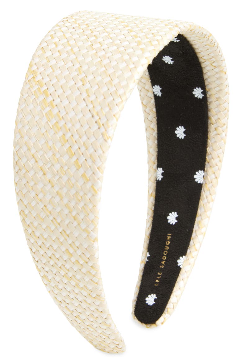 Brigitte Wide Raffia Headband, Main, color, CHALK