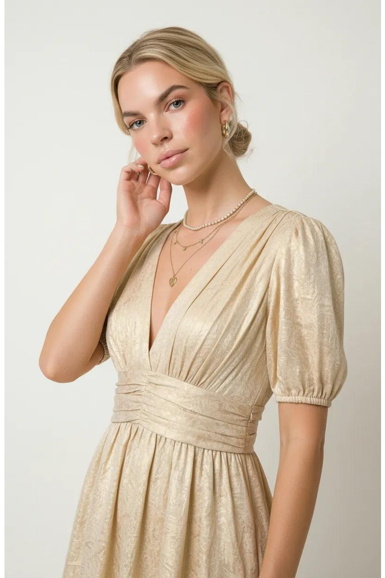 Shimmering Maxi Dress, Alternate, color, Champagne Gold