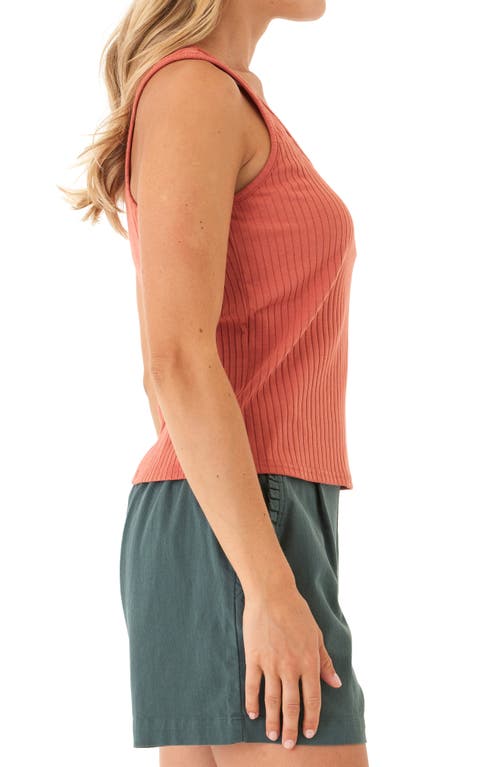 Threads 4 Thought Kathy Ribbed Stretch Organic Cotton Henley Tank In Red