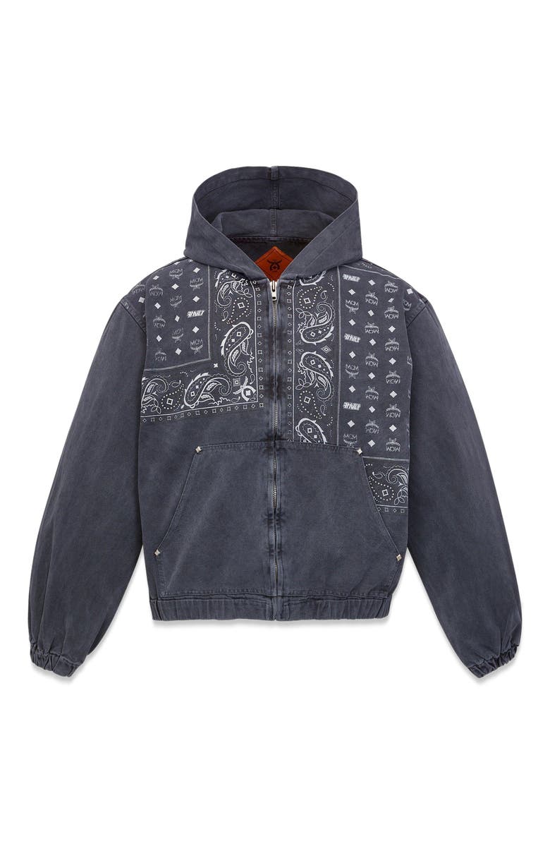 MCM x KASINA Bandana Monogram Zip Hoodie in Oxford Cotton, Alternate, color, 
