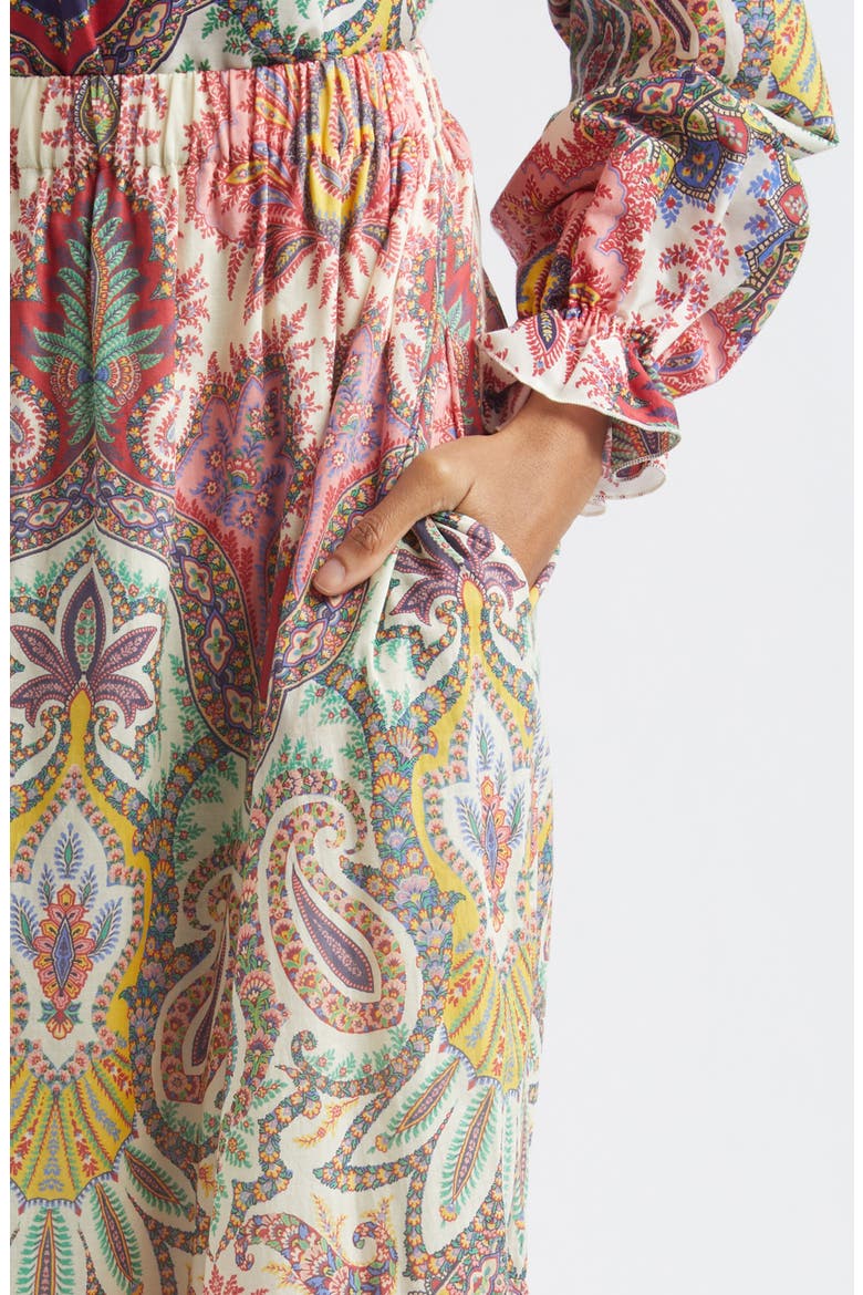 Paisley Print Cotton Tiered Maxi Skirt, Alternate, color, PRINT ON WHITE BASE