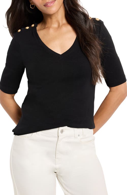 Nzt By Nic+zoe Button Shoulder Elbow Sleeve T-shirt