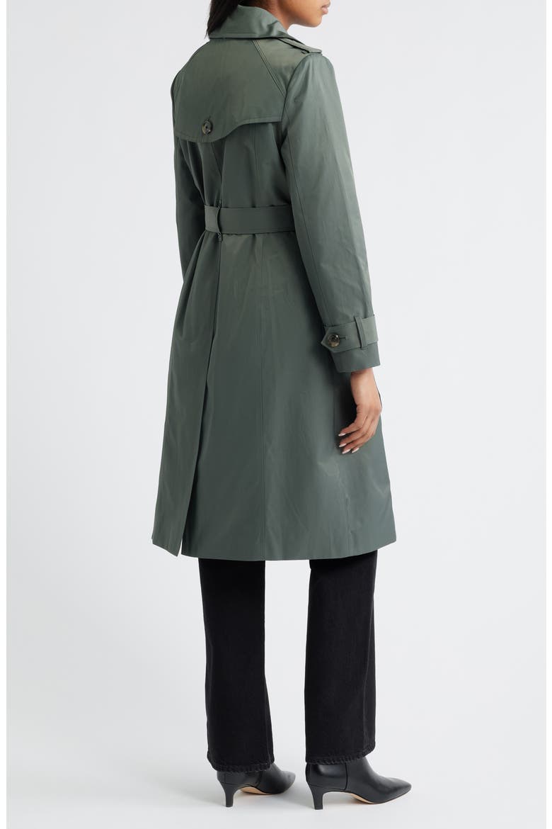 Double Breasted Trench Raincoat, Alternate, color, SLATE GREEN