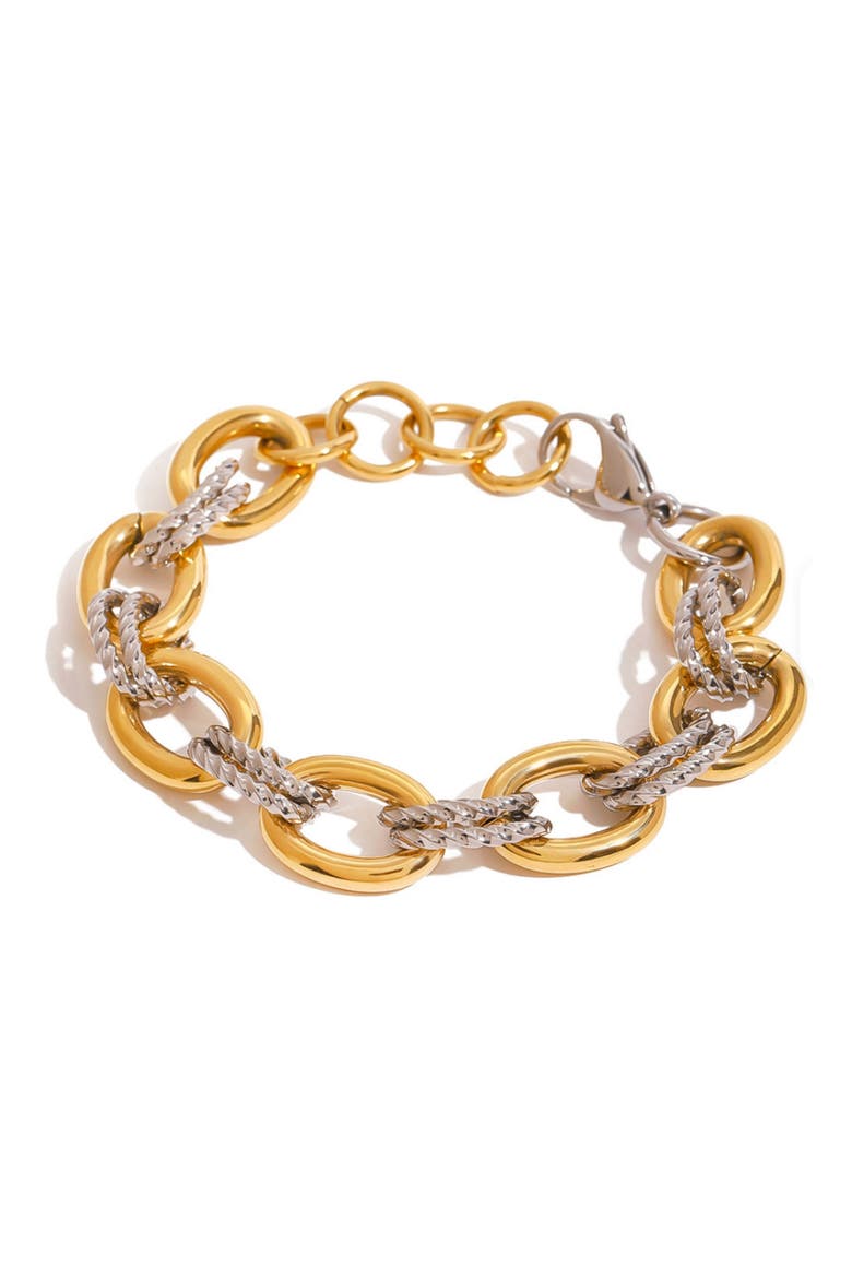 Mixed Metallic Link Bracelet, Main, color, GOLD/ SILVER