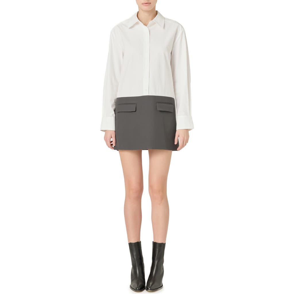 Endless Rose Colorblock Long Sleeve Shirtdress