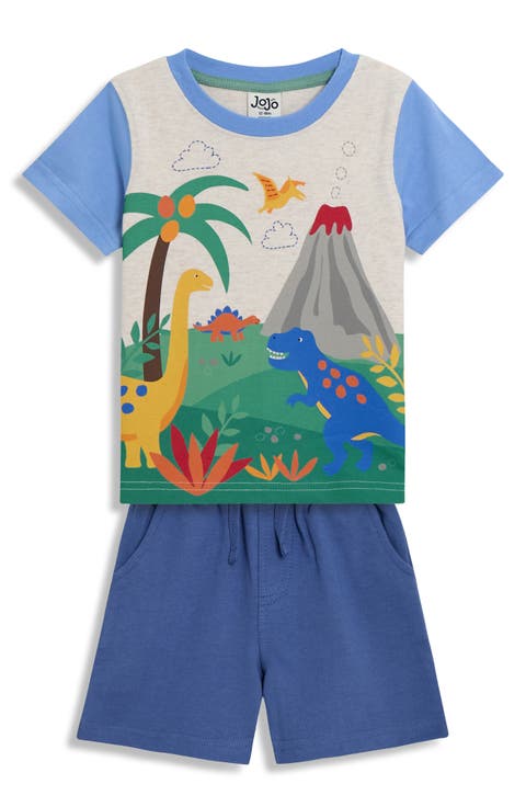 Dino Scene Cotton T-Shirt & Shorts Set (Baby)