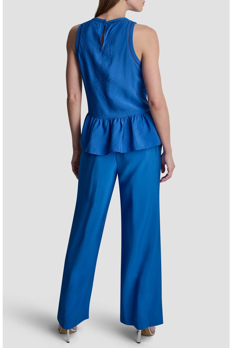 Ladder Lace Detail Sleeveless Top, Alternate, color, COBALT