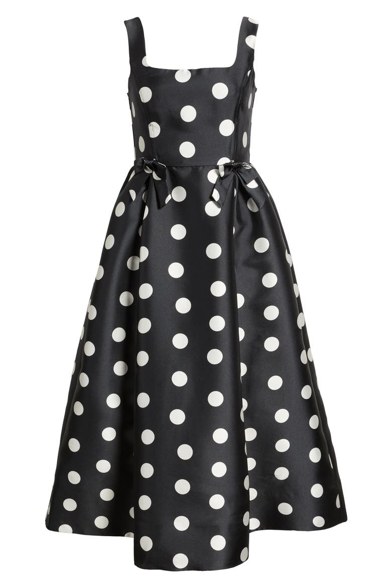 Polka Dot Bow Detail Cocktail Midi Dress, Alternate, color, BLACK MULTI