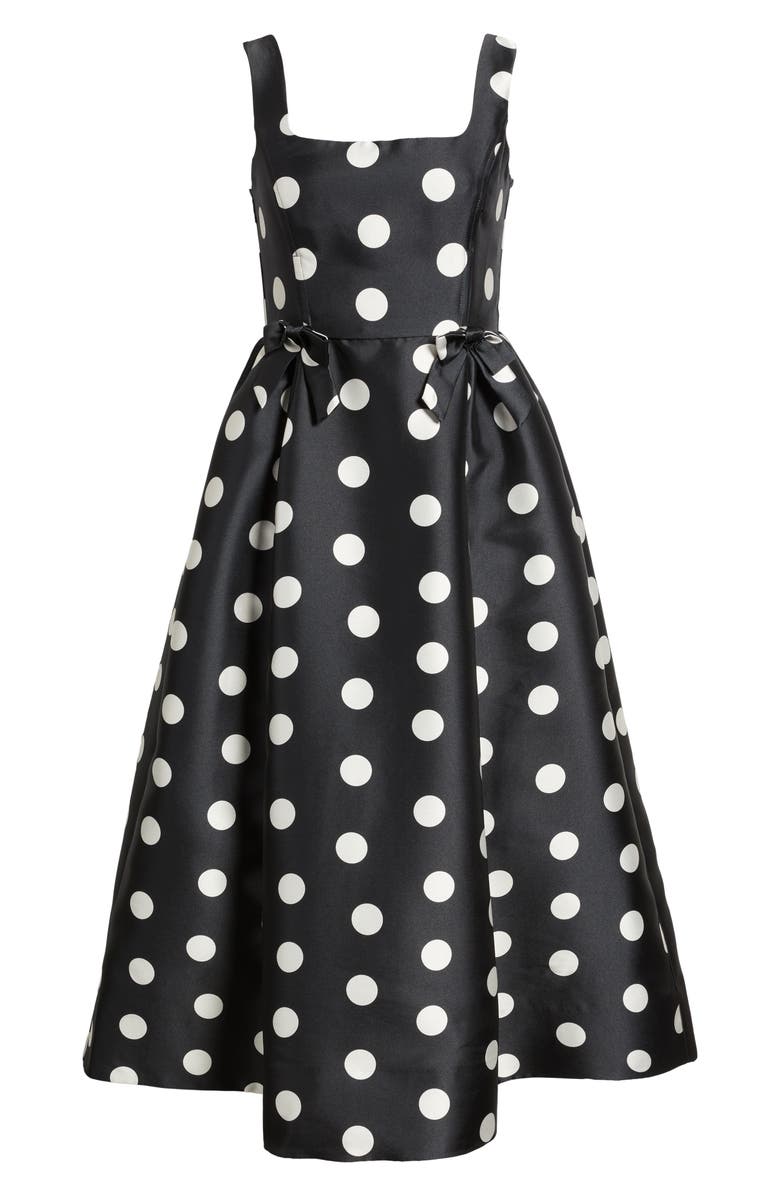 Julia Jordan Polka Dot Bow Detail Cocktail Midi Dress, Alternate, color, Black Multi